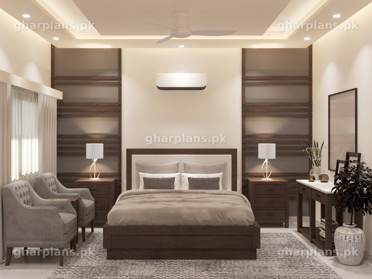 Warm Tone Modern Bedroom Design in Pakistan | GHR Plans