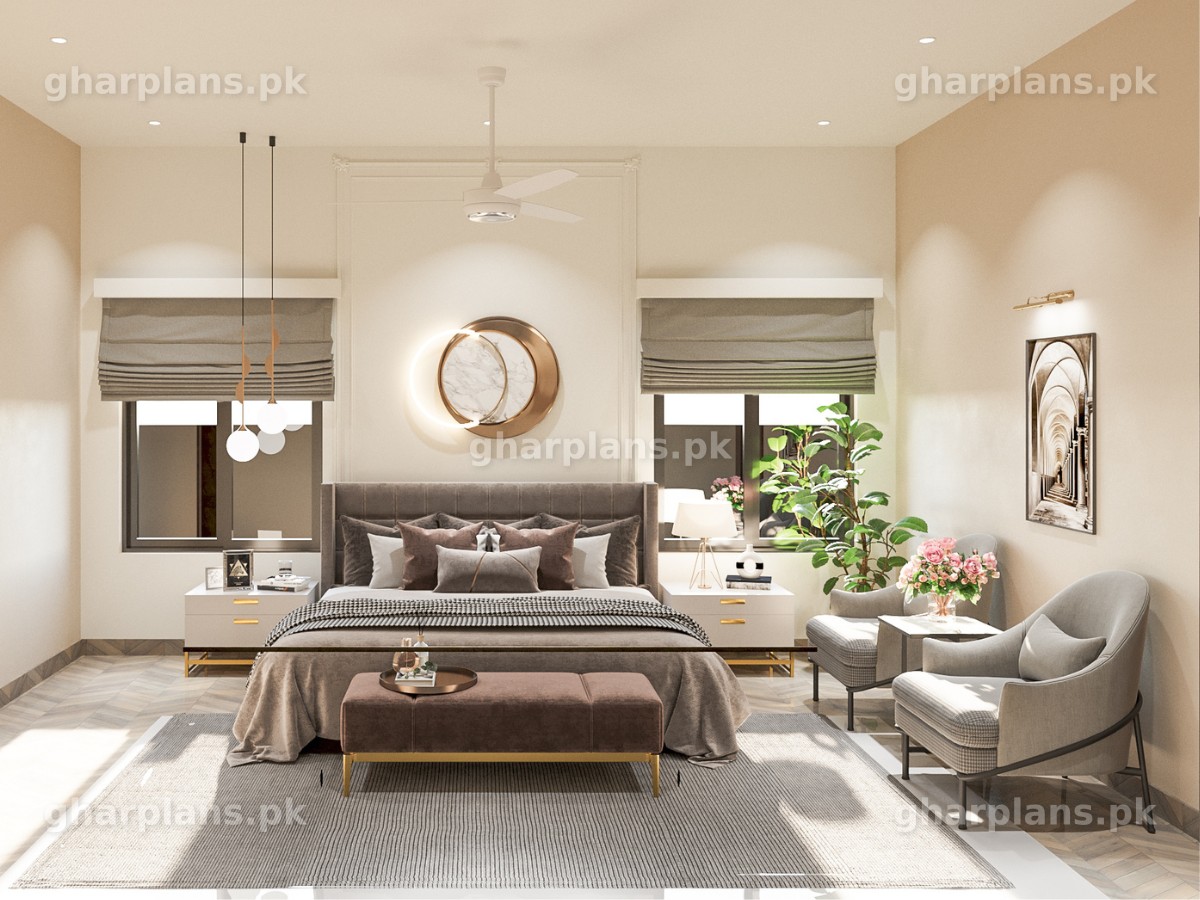 Minimalist Beige Bedroom Design in Pakistan | GHR Plans